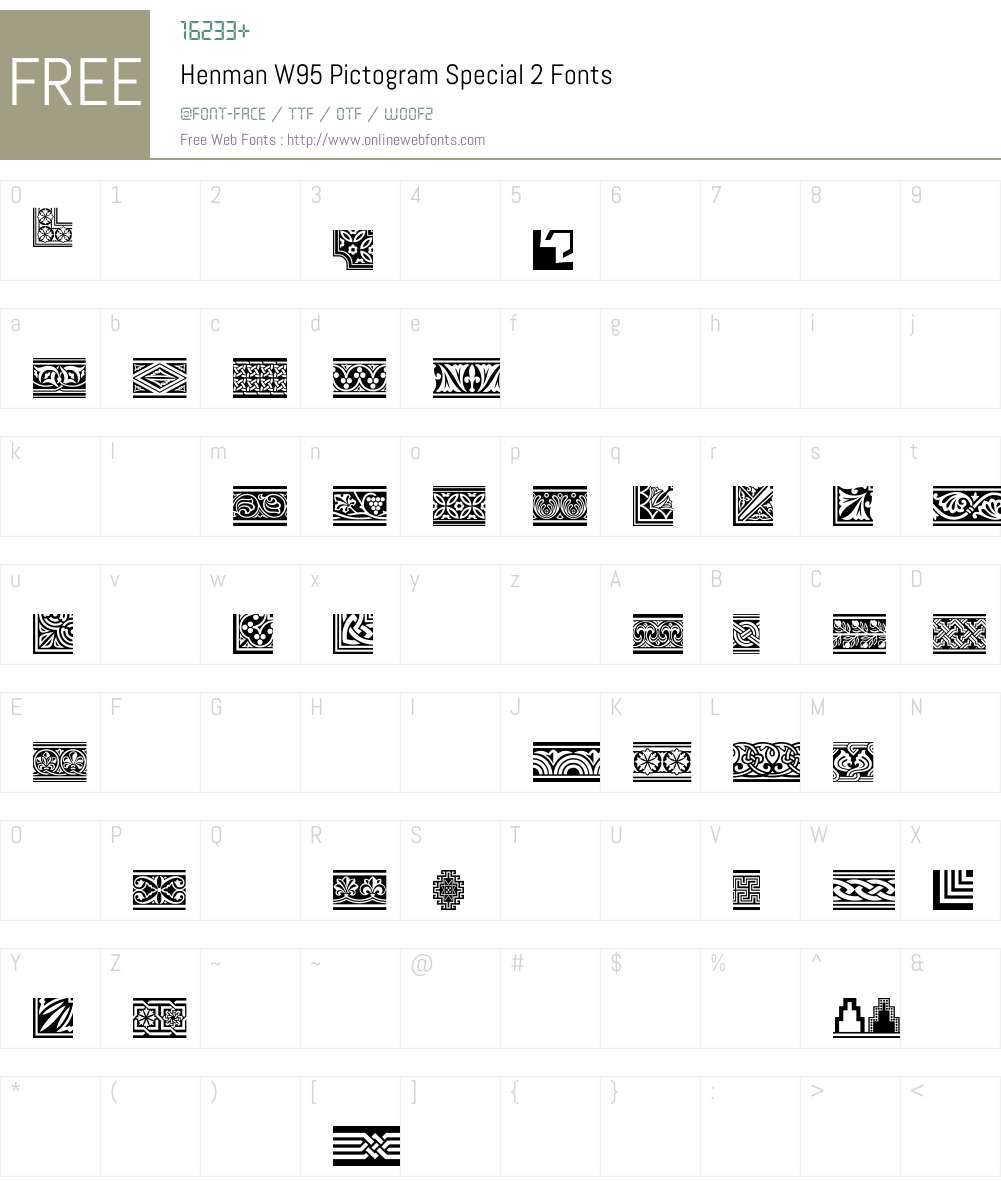 HenmanW95-PictogramSpecial2 Font Screenshots