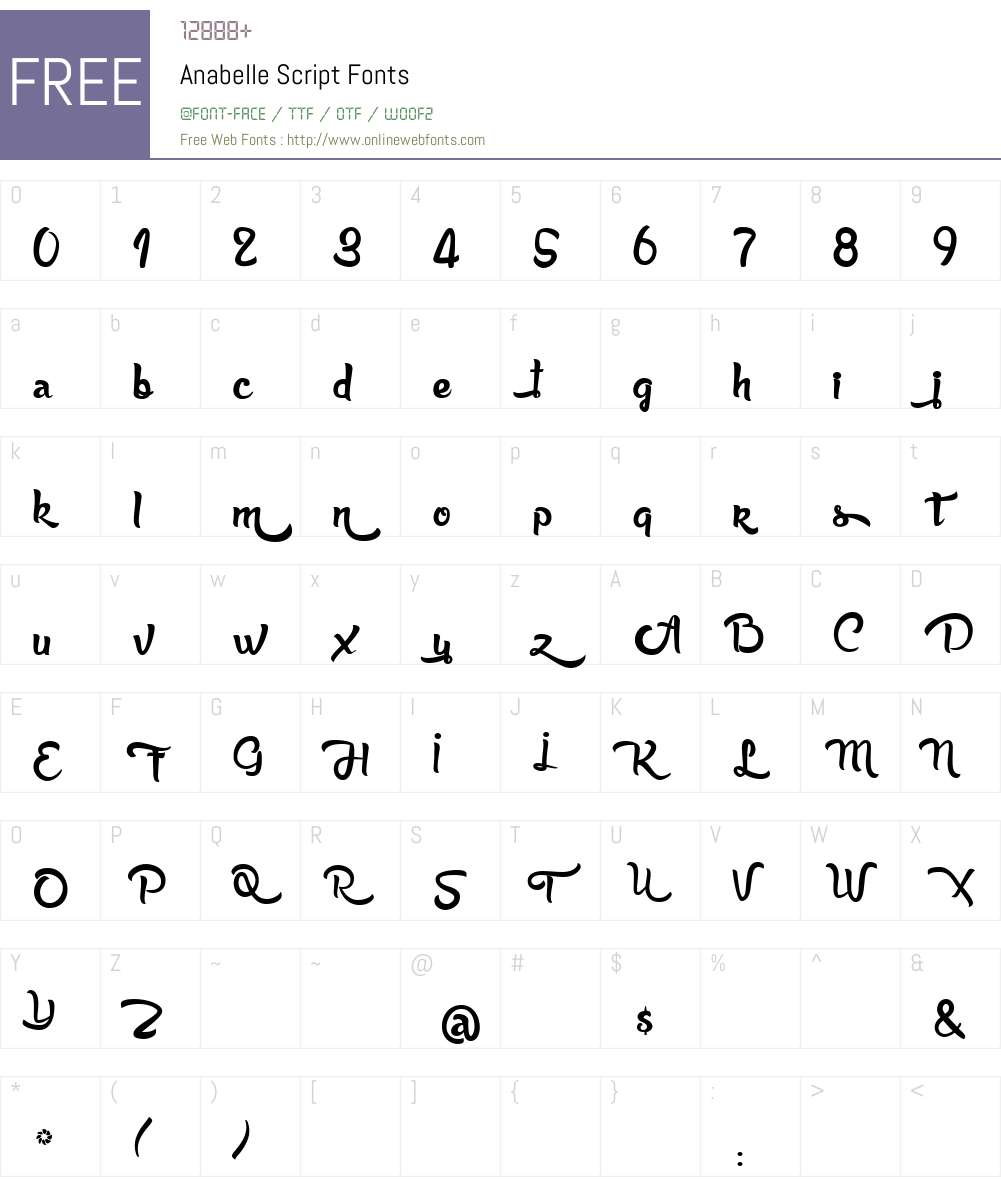 Anabelle Script Font Screenshots