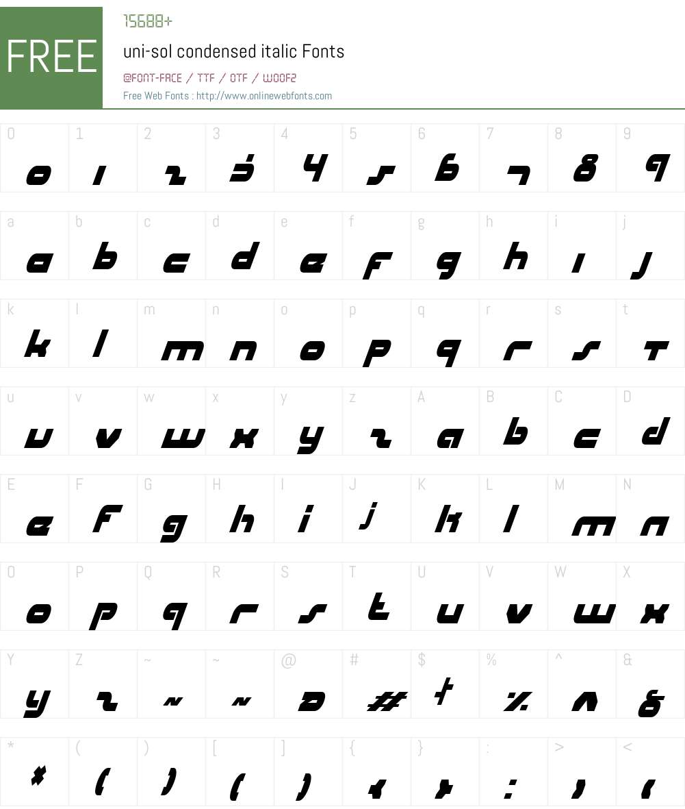 uni-sol condensed italic Font Screenshots