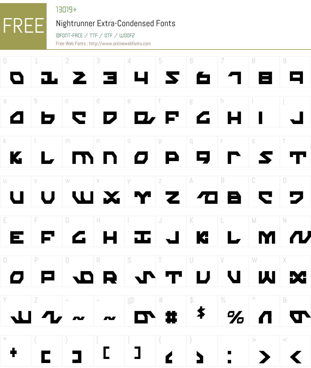 Nightrunner Extra-Condensed Font Screenshots