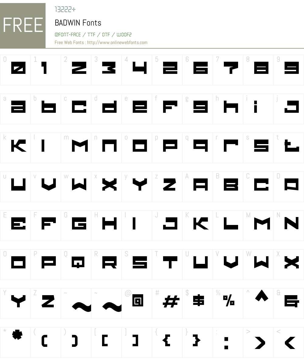 BADWIN Font Screenshots