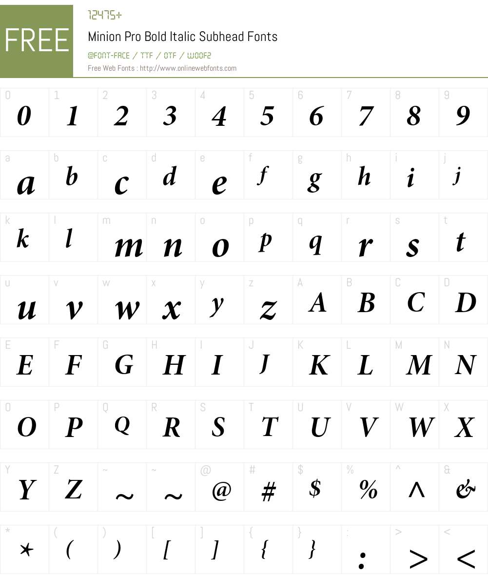 Minion Pro Font Screenshots