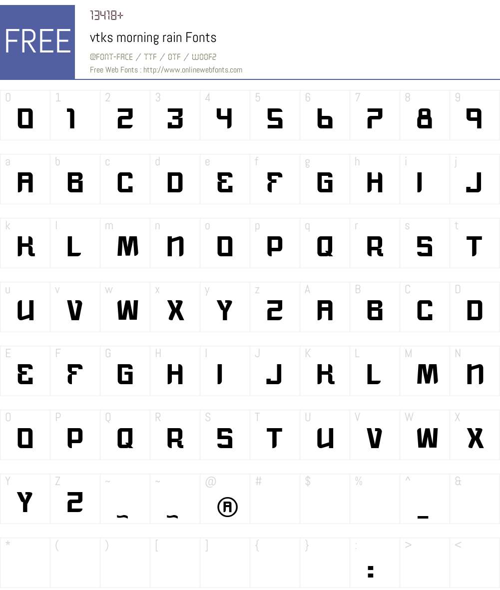 vtks morning rain Font Screenshots