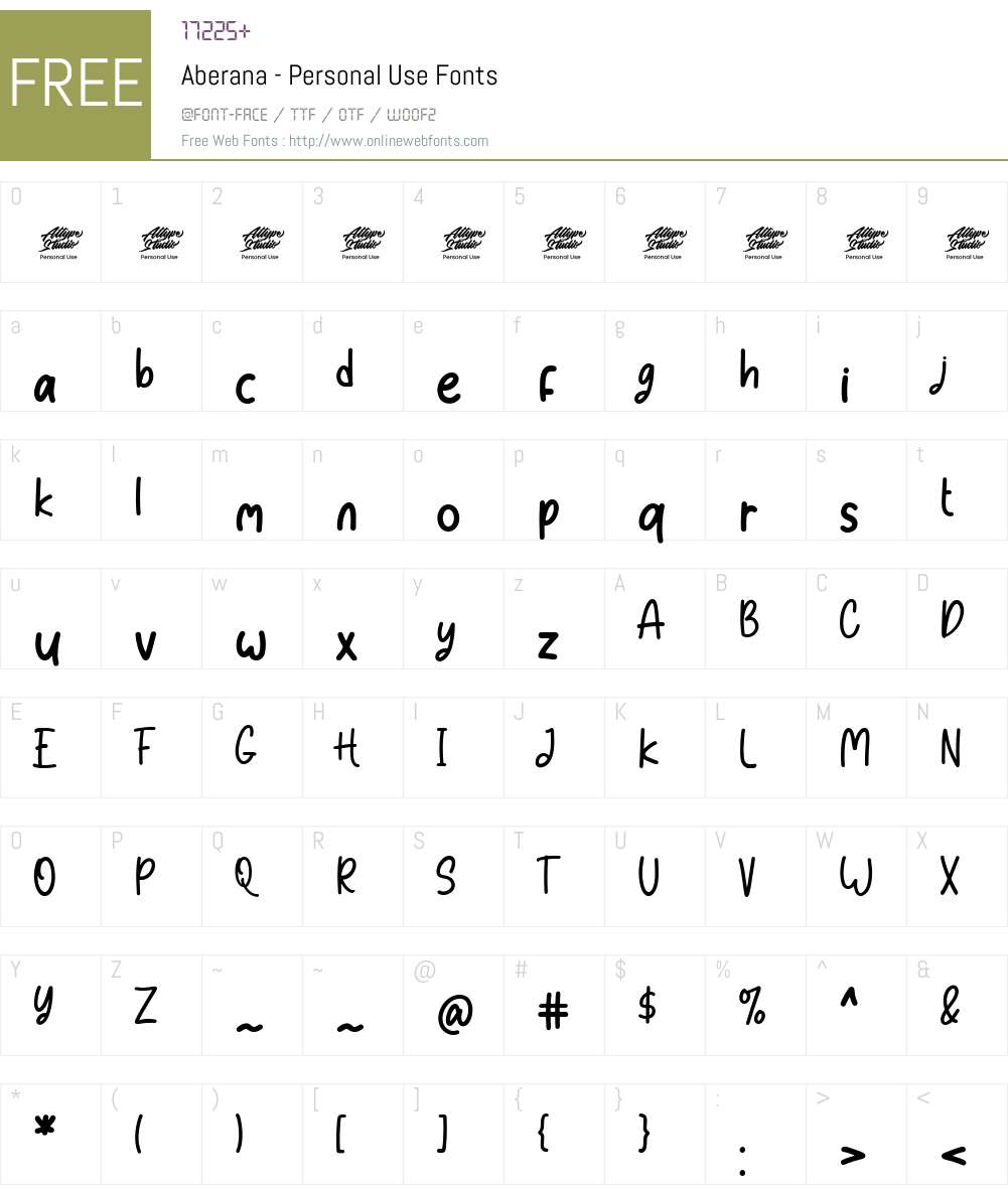 Aberana Font Screenshots