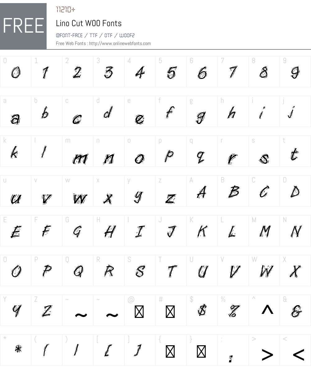 LinoCutW00 Font Screenshots