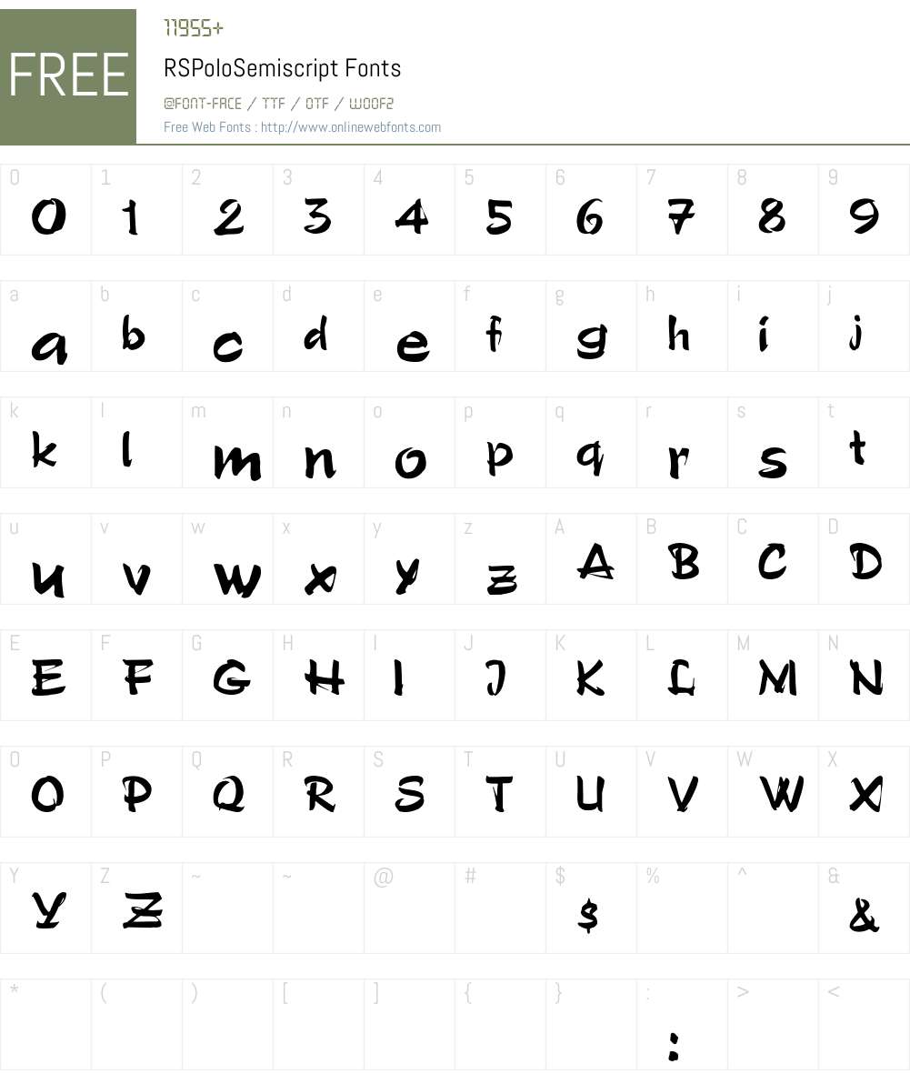 RSPoloSemiscript Font Screenshots