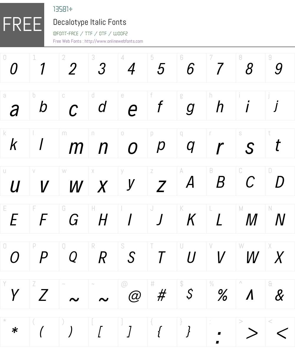 Decalotype Font Screenshots