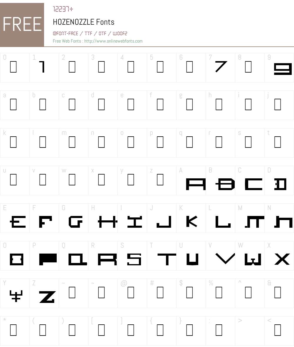 HOZENOZZLE Font Screenshots