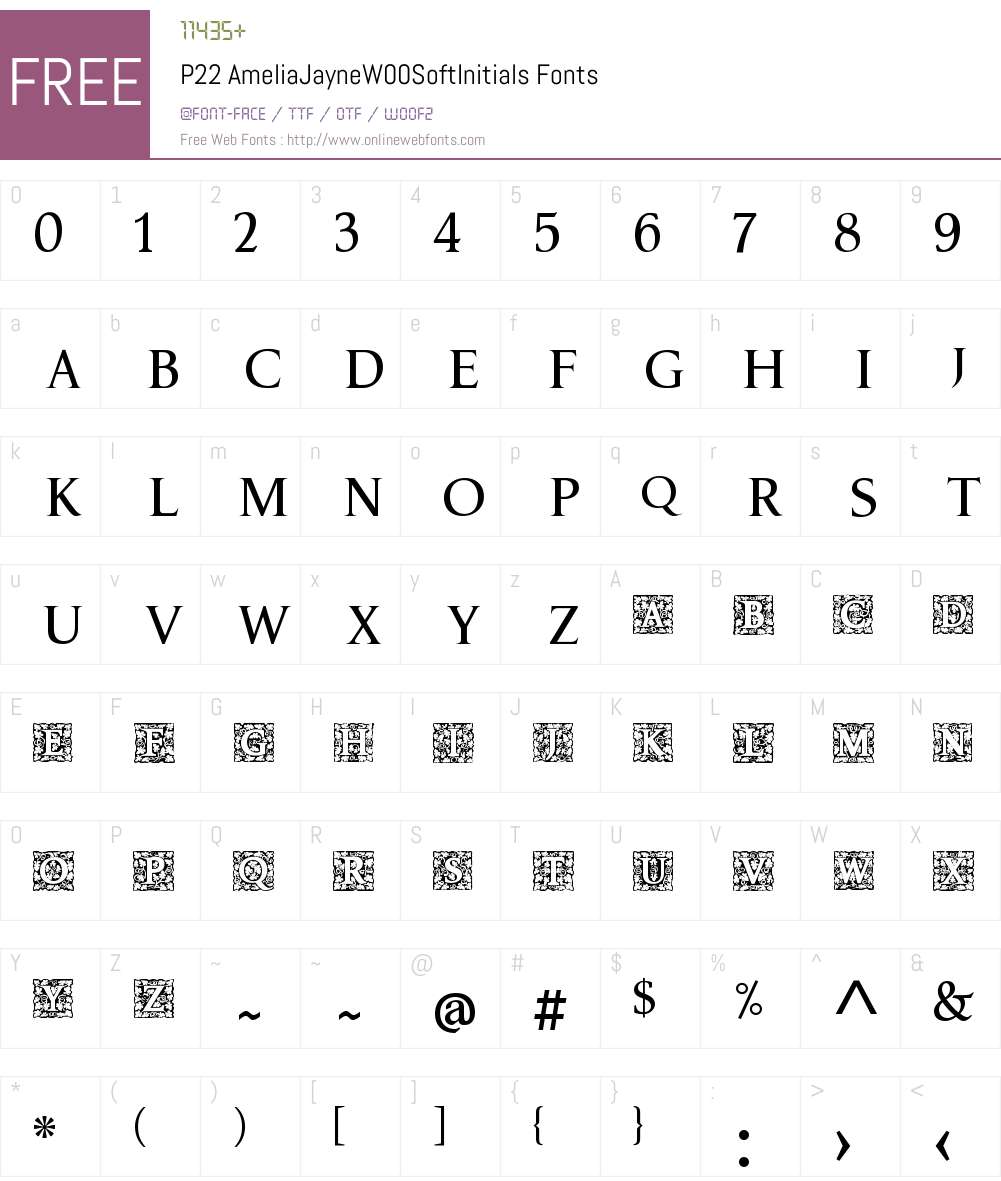 P22AmeliaJayneW00-SoftInitials Font Screenshots