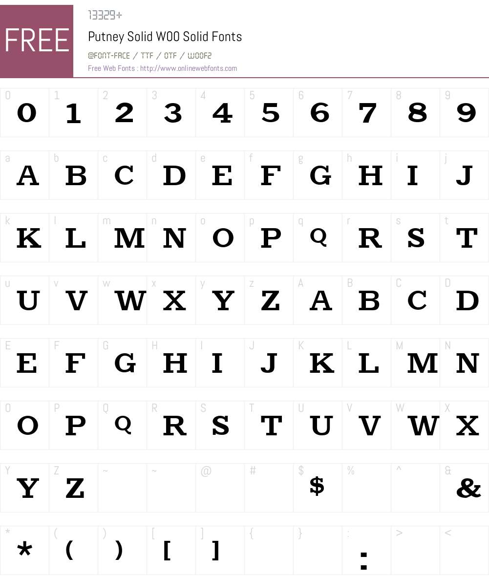 PutneySolidW00-Solid Font Screenshots
