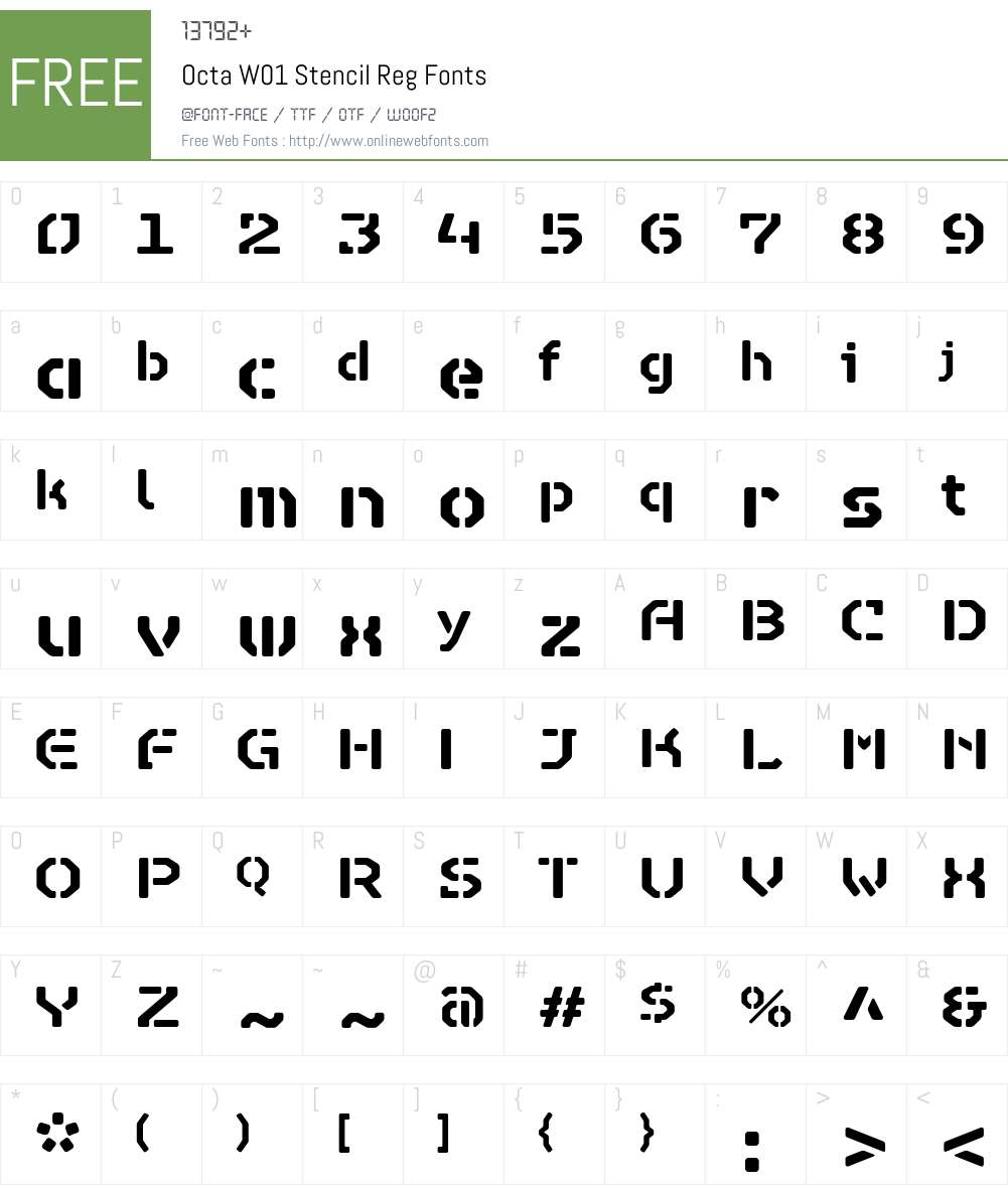 OctaW01-StencilReg Font Screenshots
