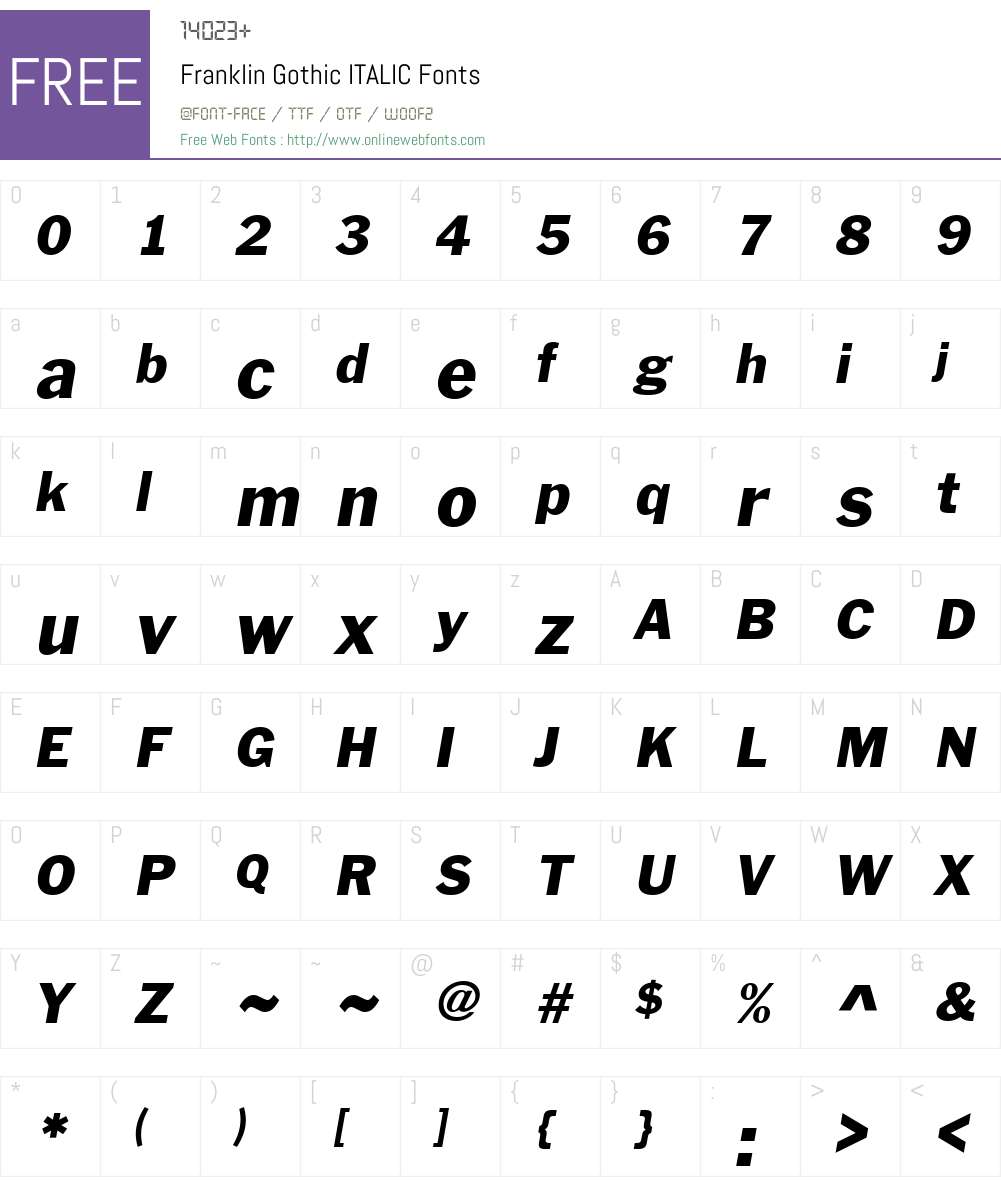 Franklin Gothic Font Screenshots