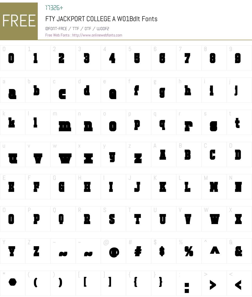 FTYJACKPORTCOLLEGEAW01-BdIt Font Screenshots