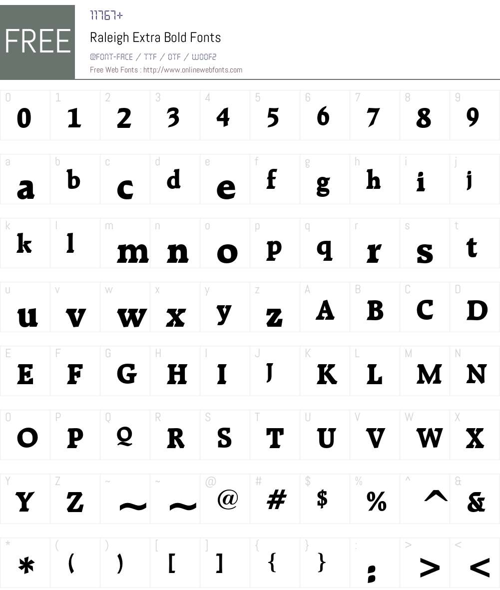 Raleigh Font Screenshots