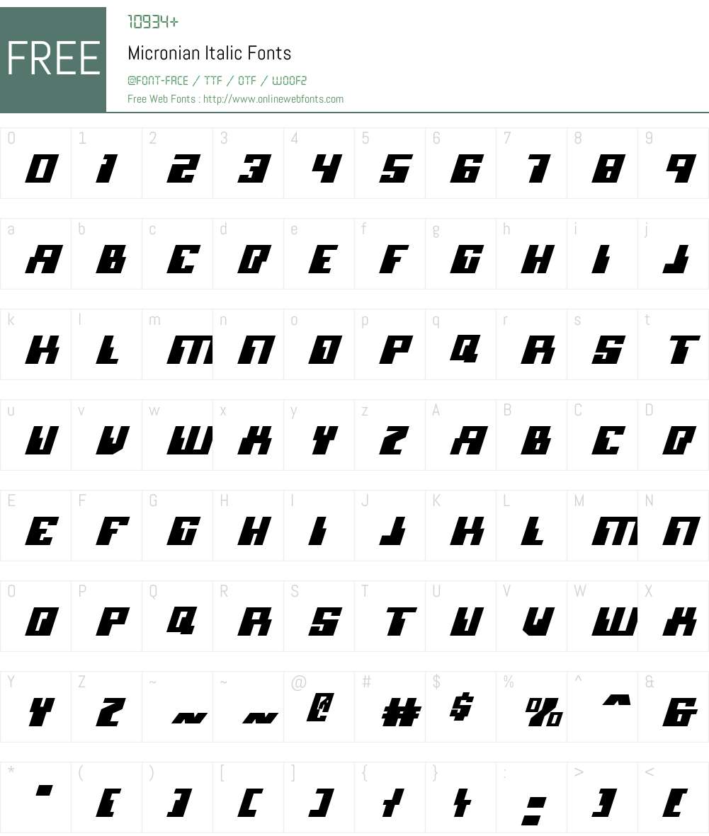 Micronian Italic Font Screenshots