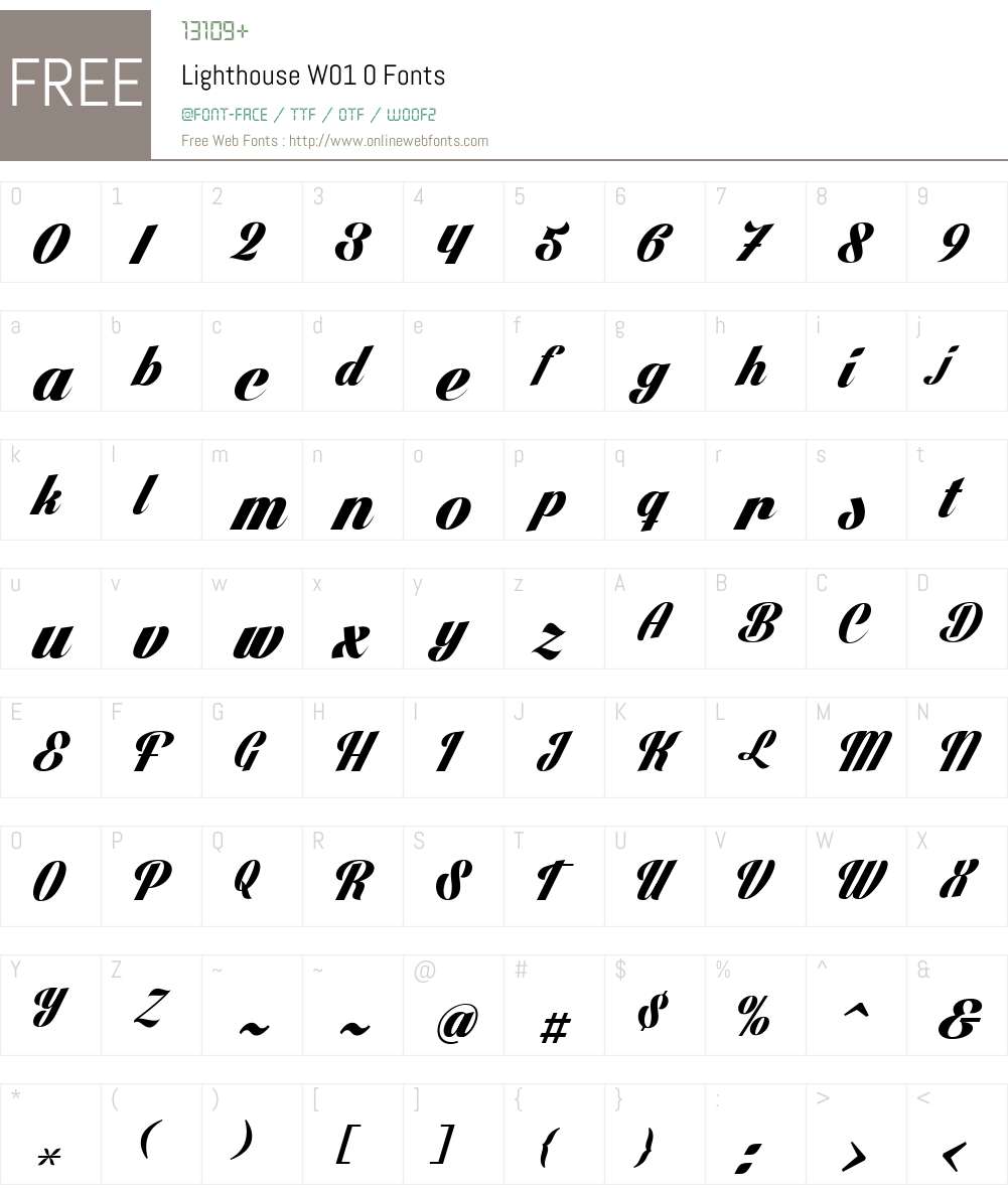 LighthouseW01-0 Font Screenshots