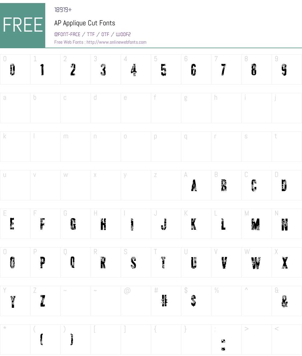 AP Applique Cut Font Screenshots