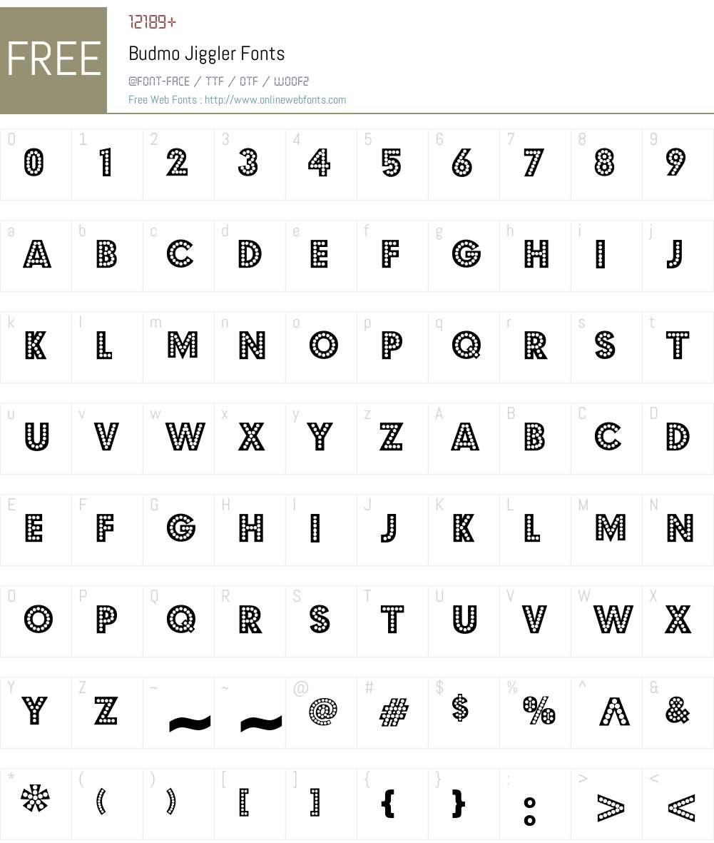 Budmo Jiggler Font Screenshots