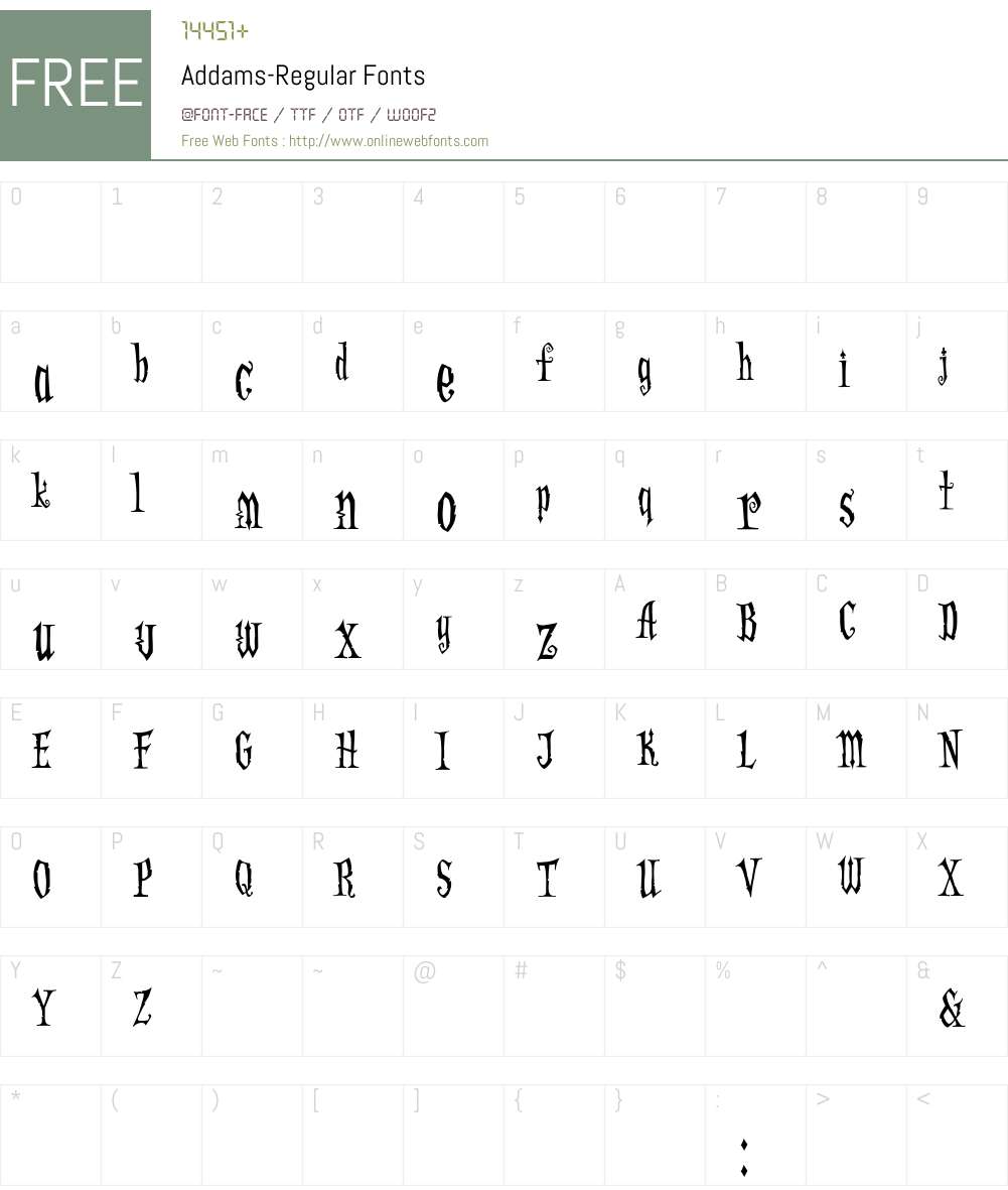 Addams Font Screenshots