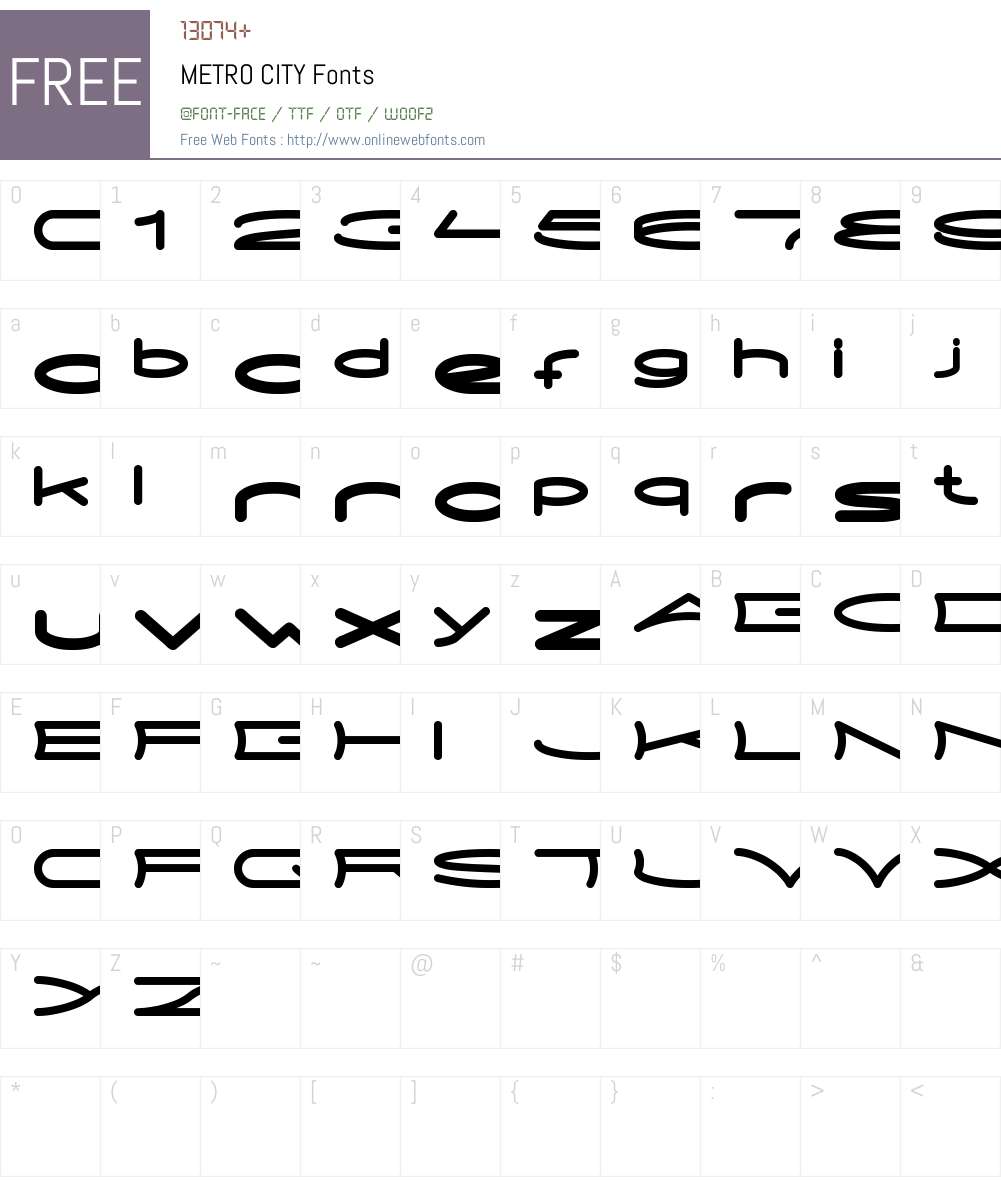 METRO CITY Font Screenshots