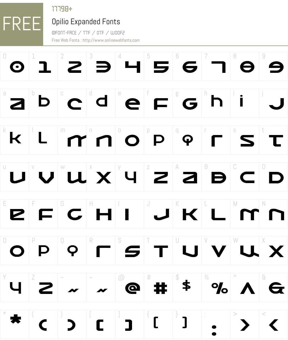 Opilio Expanded Font Screenshots