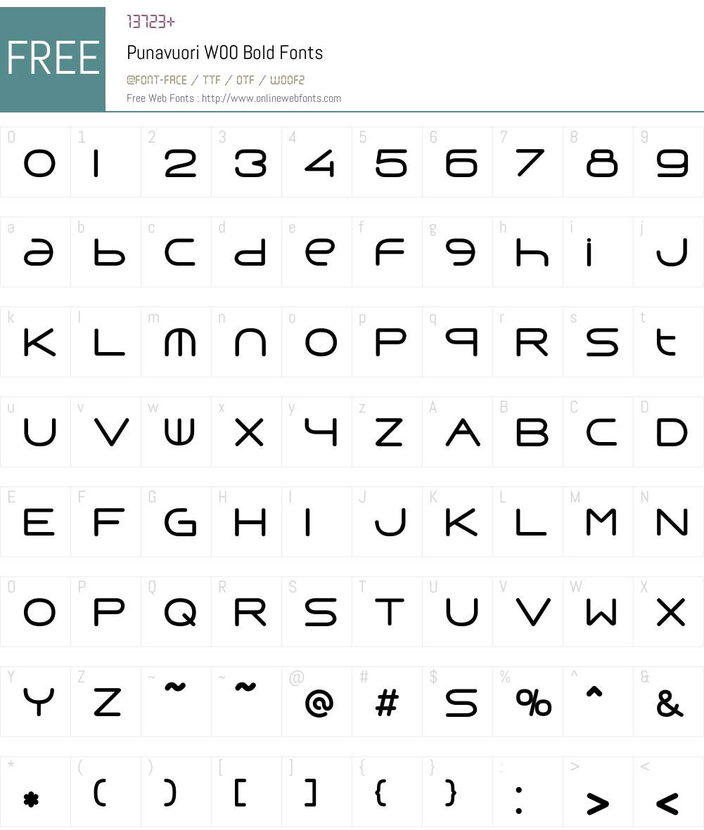 PunavuoriW00-Bold Font Screenshots