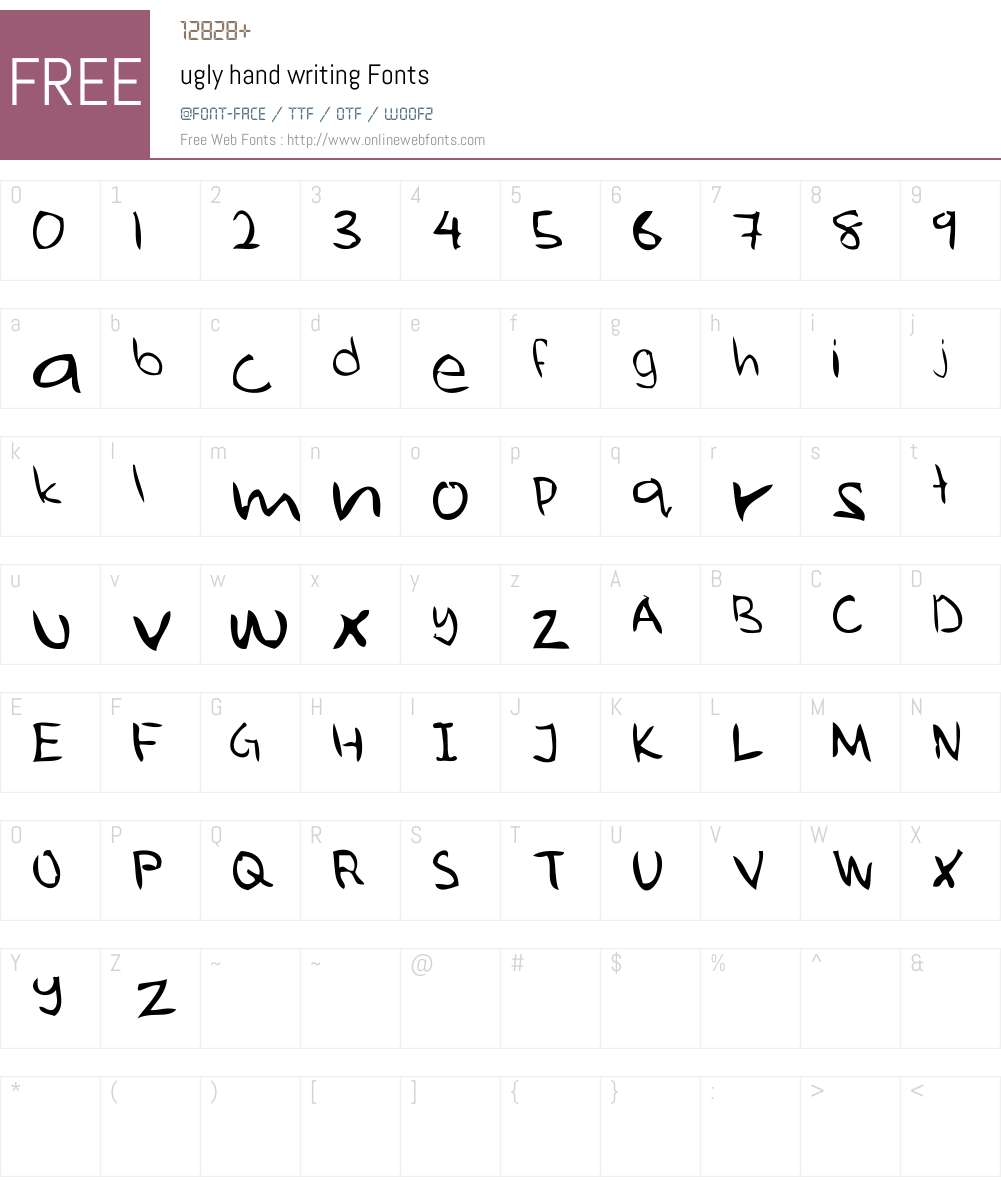 ugly hand writing Font Screenshots