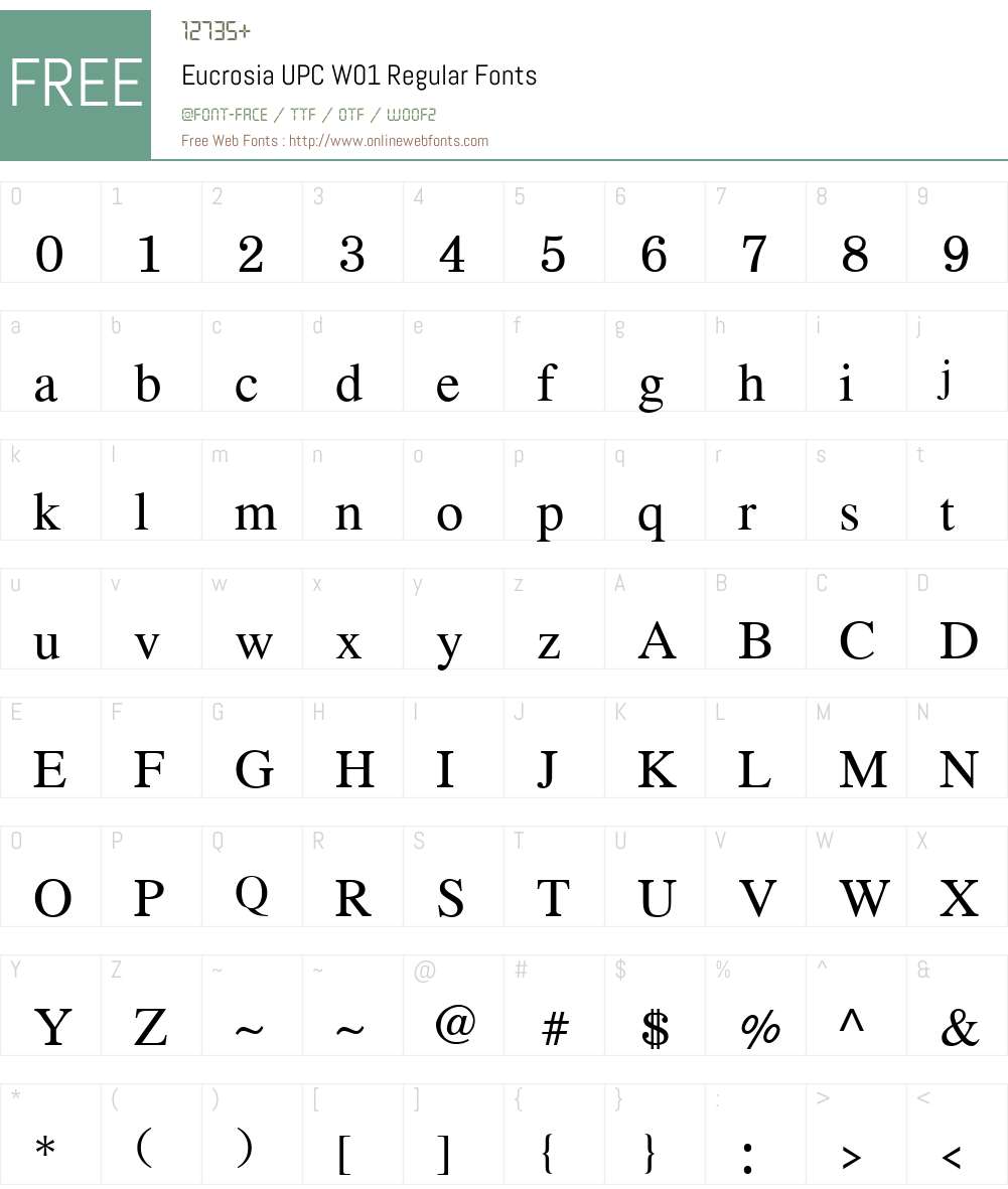 EucrosiaUPCW01-Regular Font Screenshots