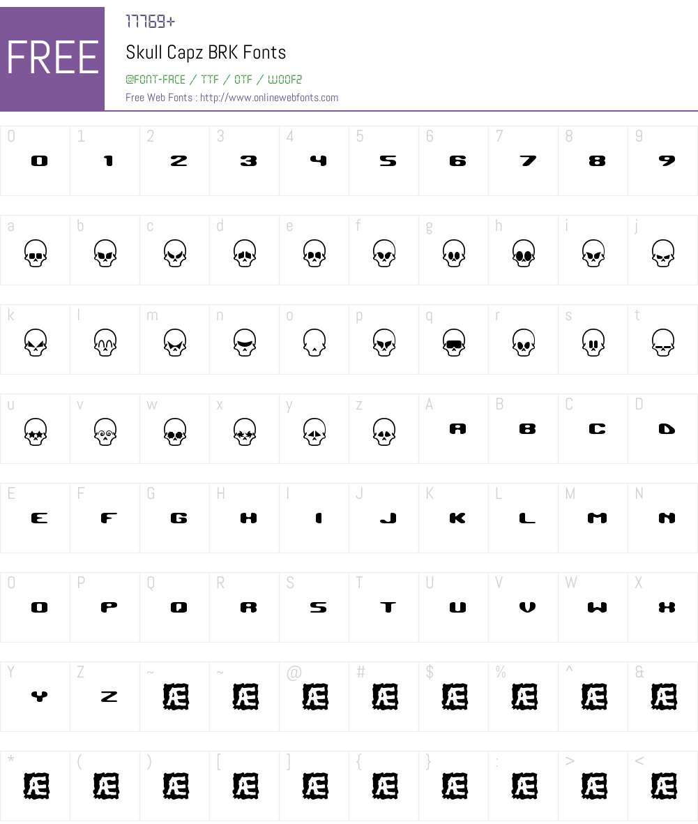 Skull Capz BRK Font Screenshots
