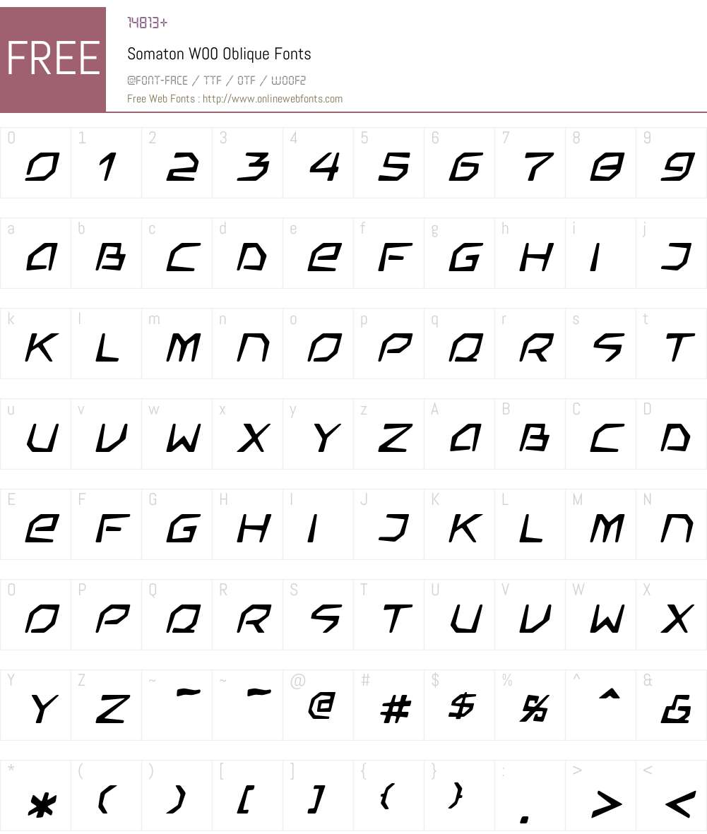 SomatonW00-Oblique Font Screenshots