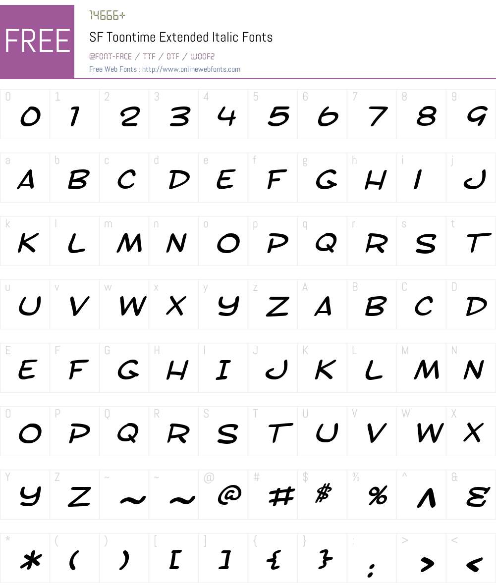 SF Toontime Extended Font Screenshots