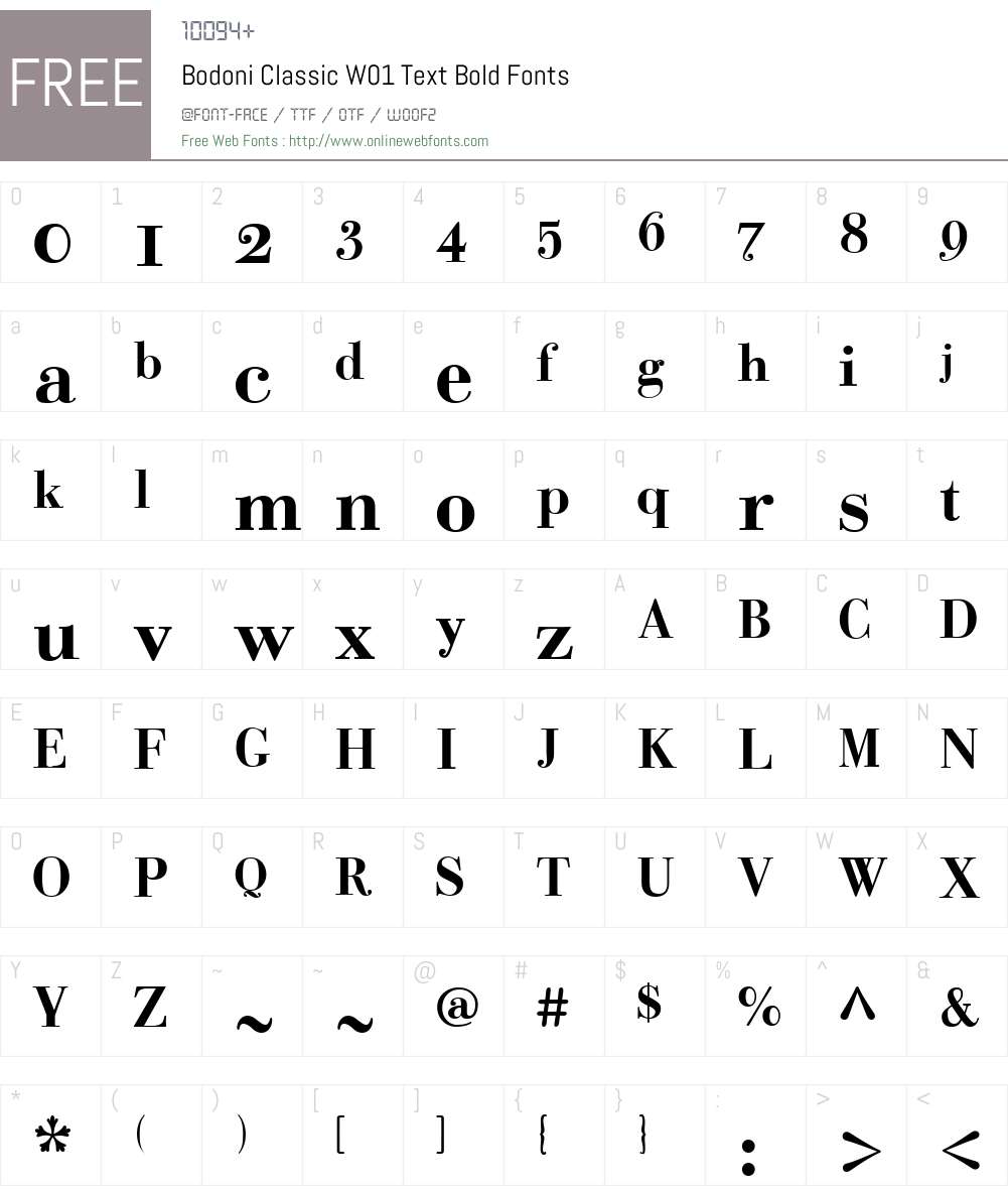 BodoniClassicW01-TextBold Font Screenshots