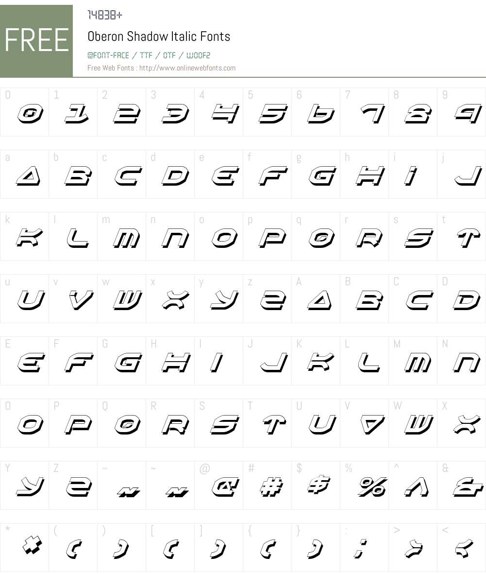 Oberon Shadow Italic Font Screenshots