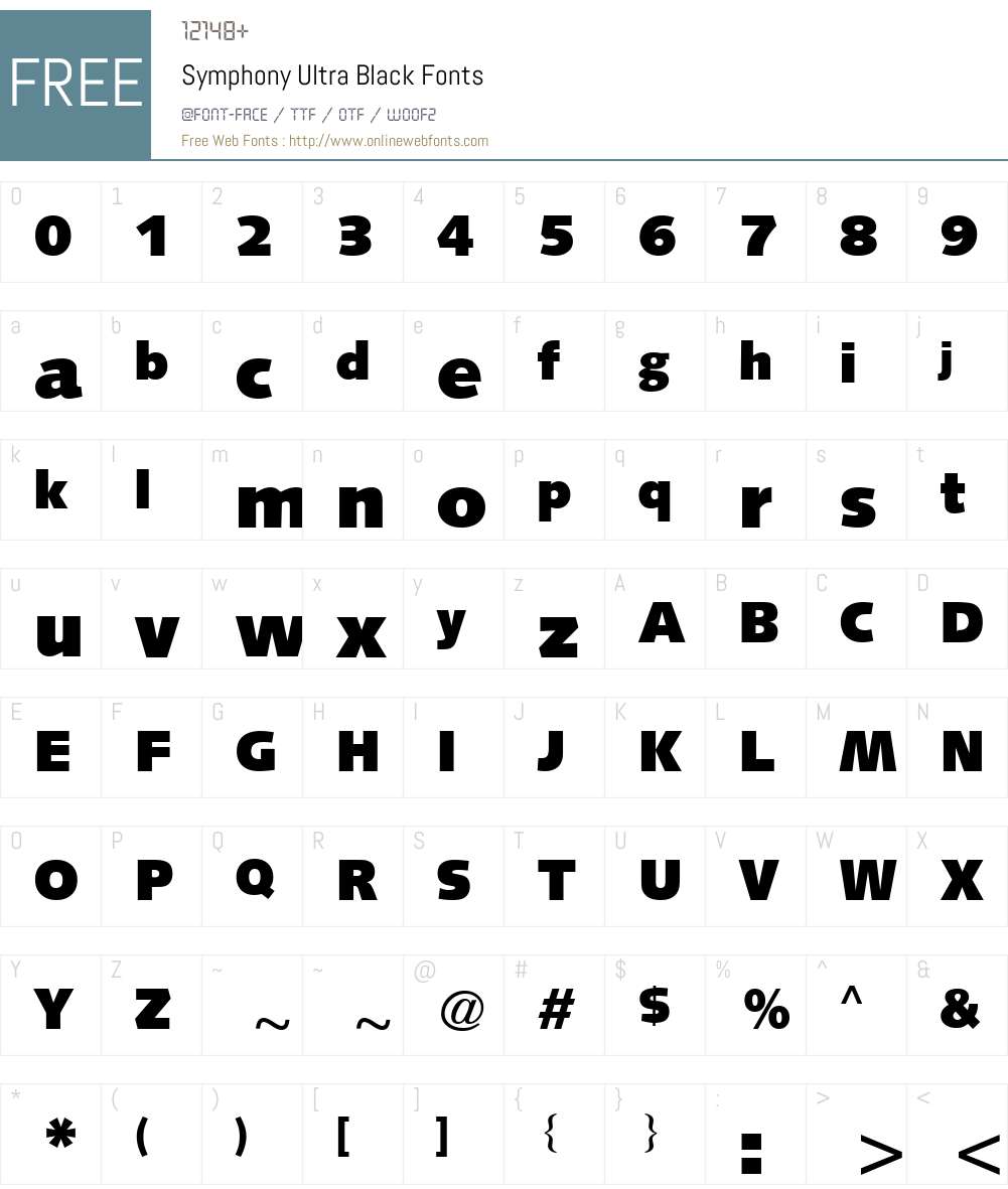 SymphonyUltraBlack Font Screenshots