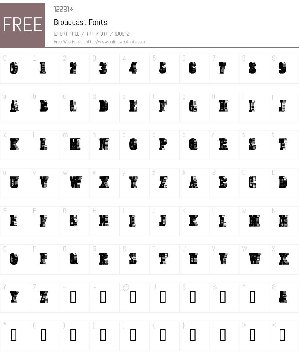 Broadcast Font Screenshots