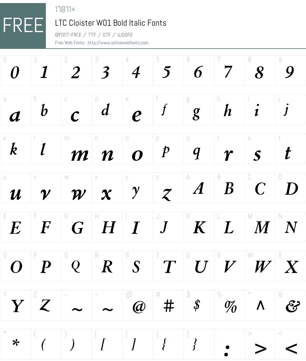 LTCCloisterW01-BoldItalic Font Screenshots