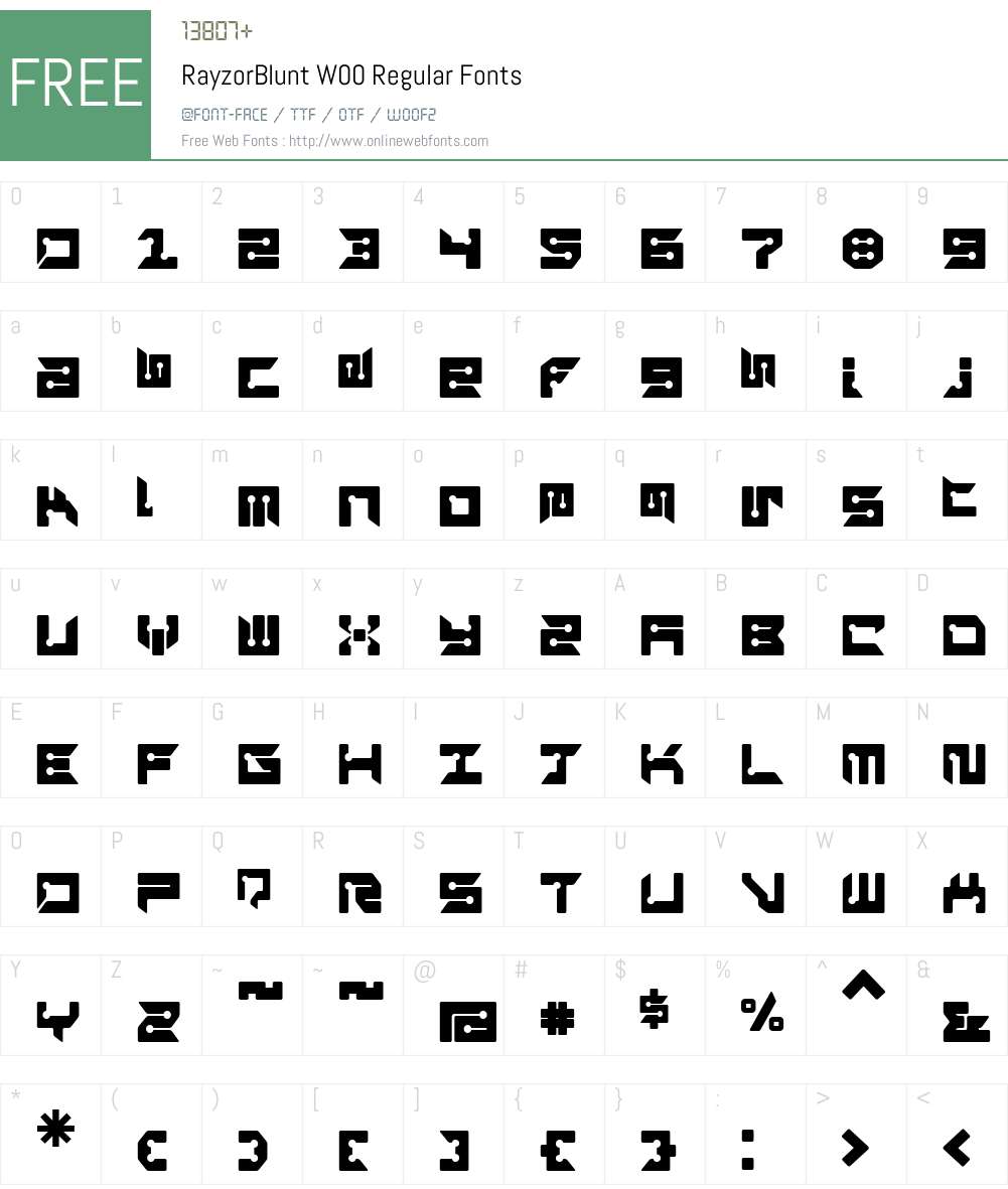 RayzorBlunt Font Screenshots