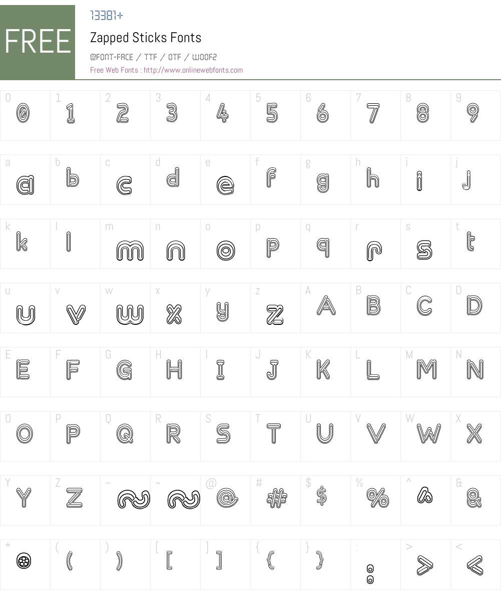 Zapped Sticks Font Screenshots