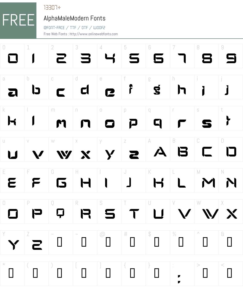 AlphaMaleModern Font Screenshots