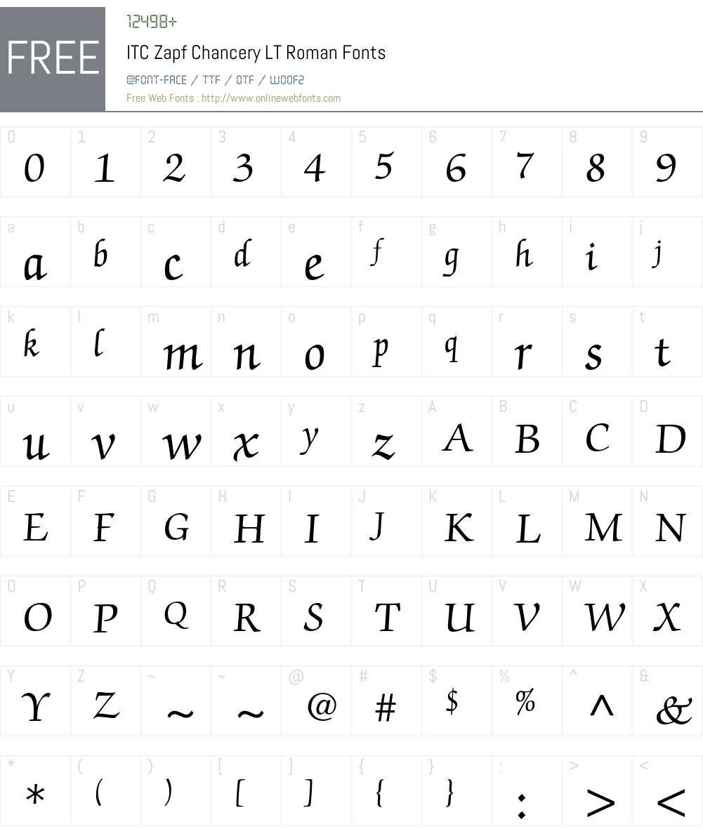ITC Zapf Chancery LT Font Screenshots
