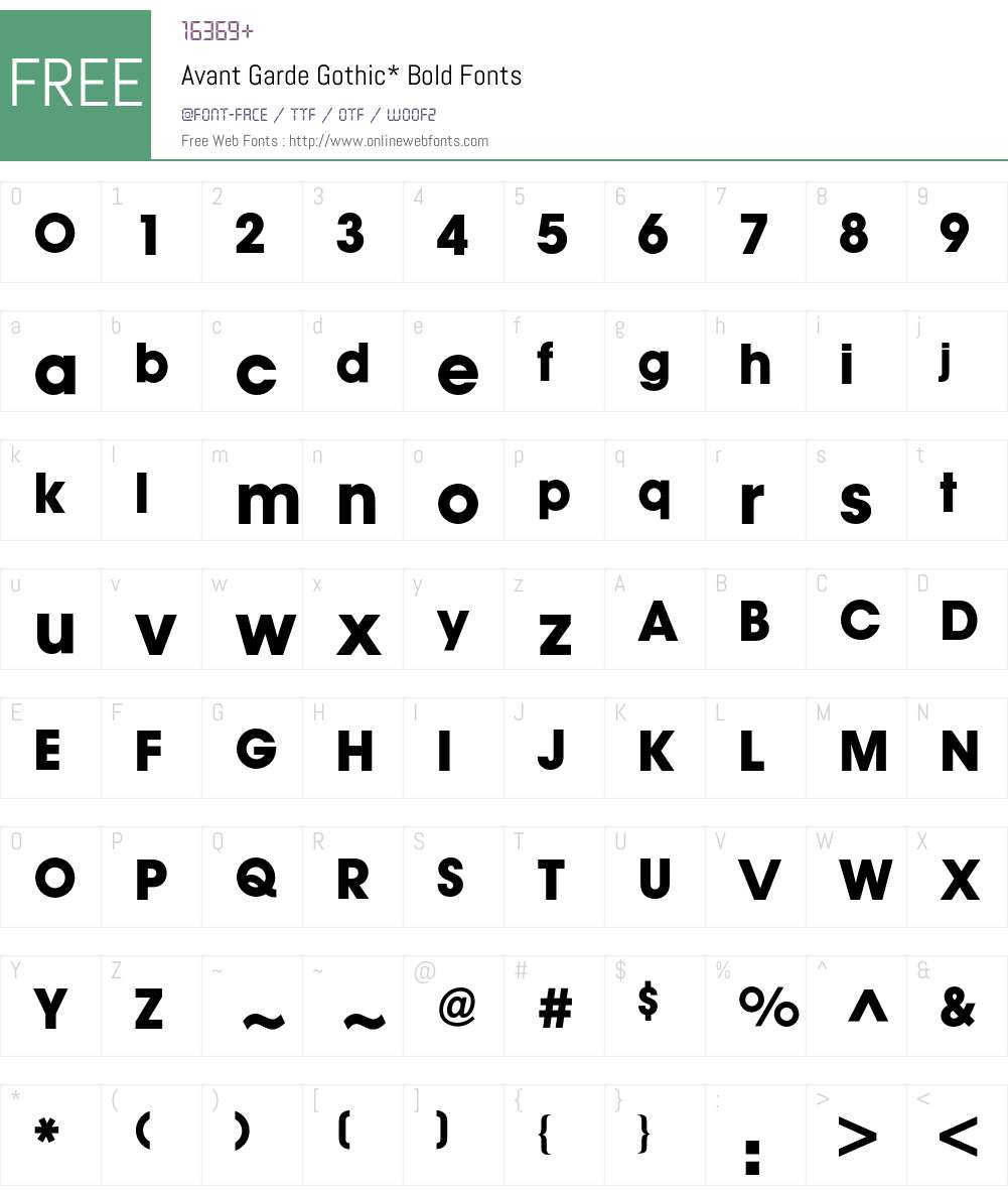Avant Garde BQ Font Screenshots