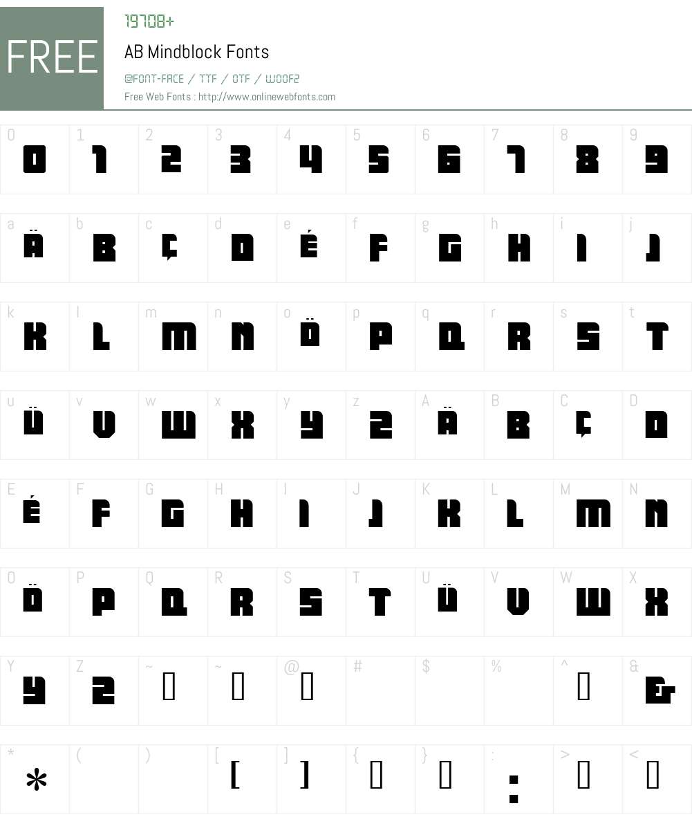 AB Mindblock Font Screenshots