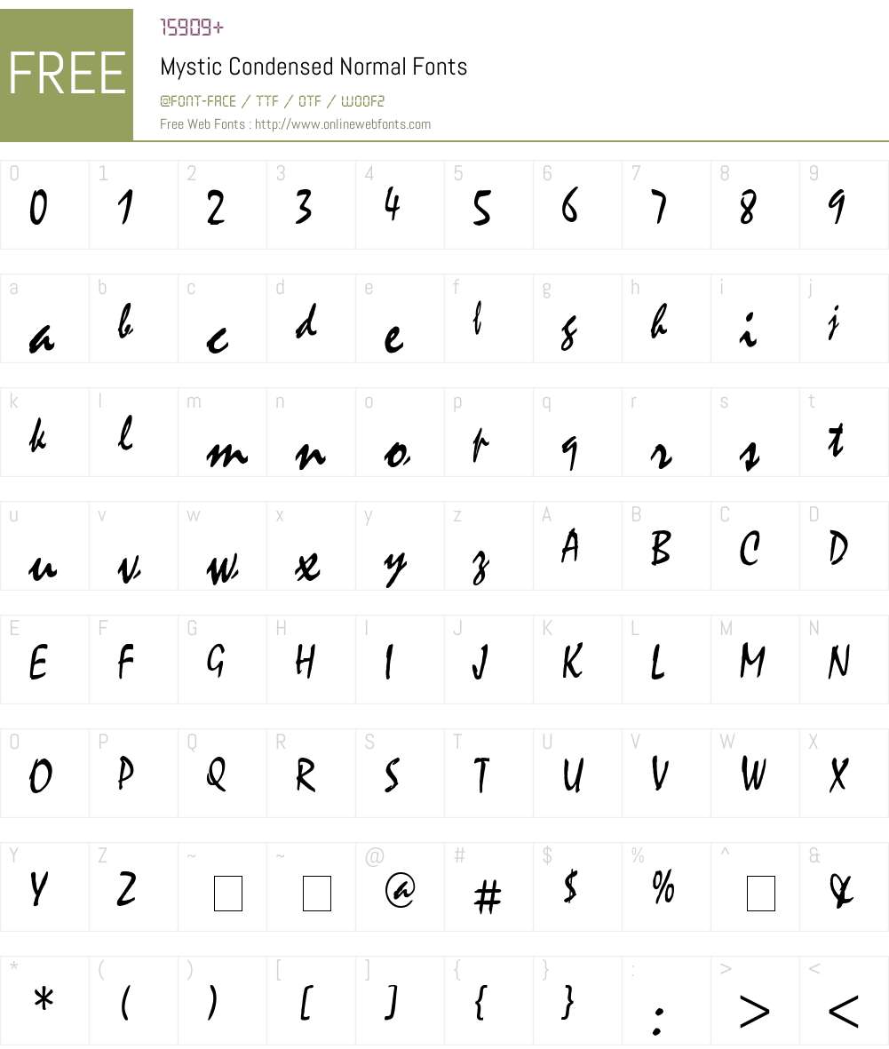 Mystic Condensed Font Screenshots