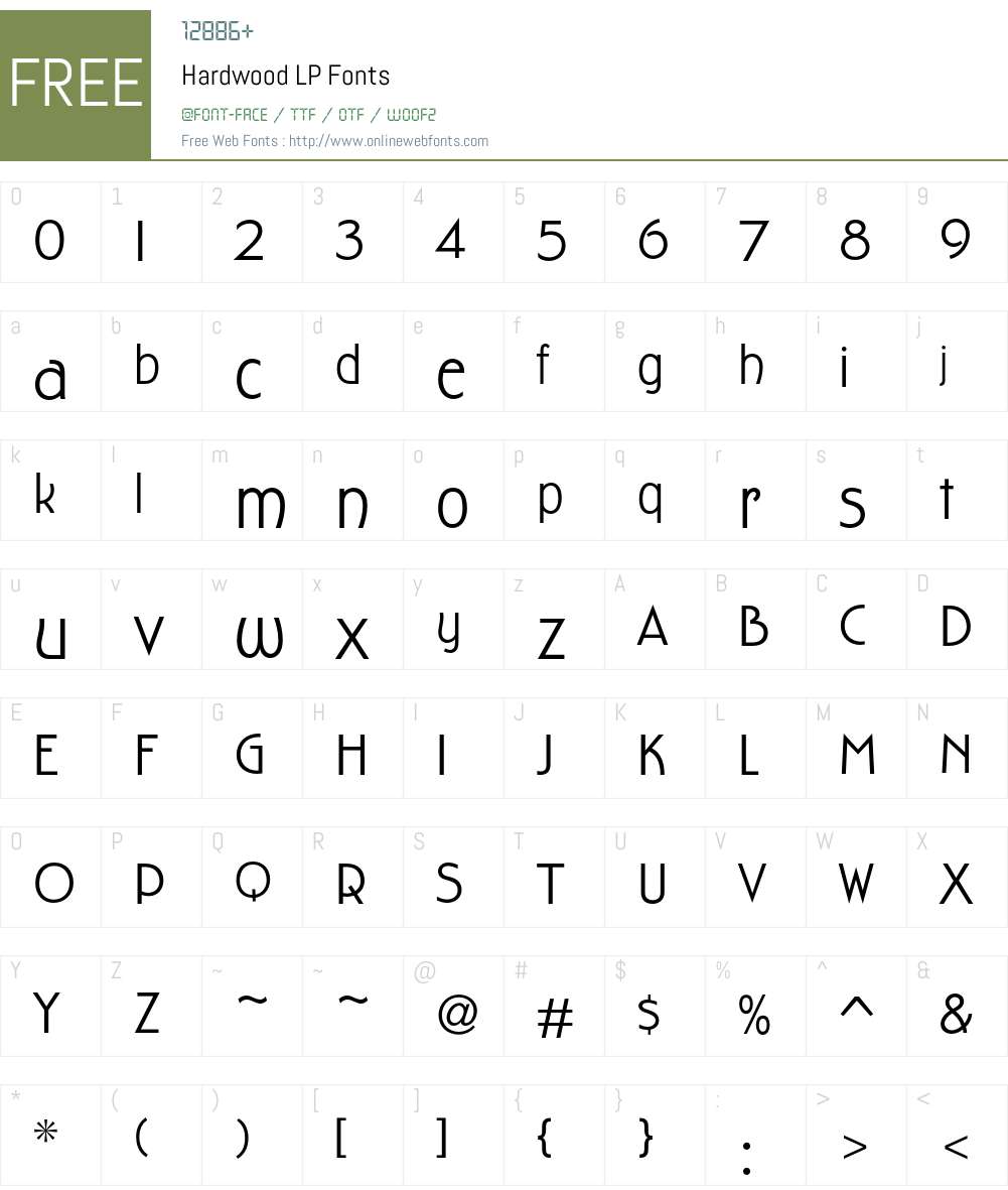 Hardwood LP Font Screenshots