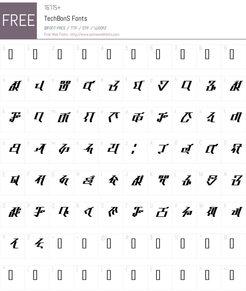 TechBonS Font Screenshots