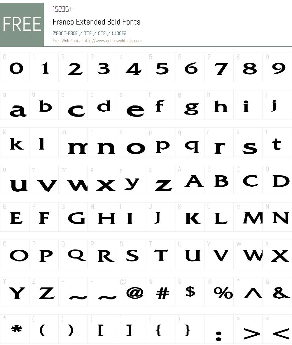 Franco Extended Font Screenshots