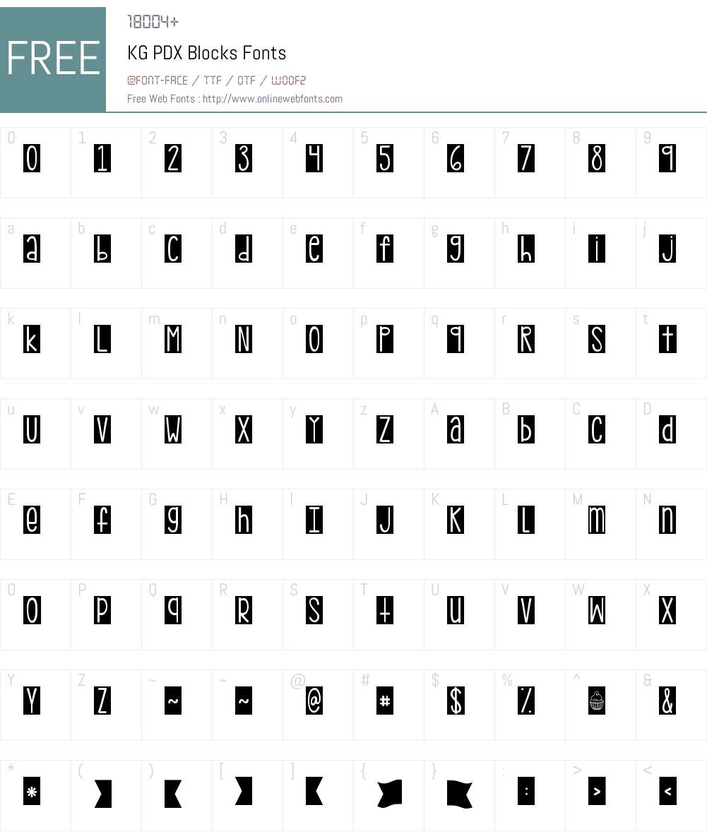 KG PDX Blocks Font Screenshots