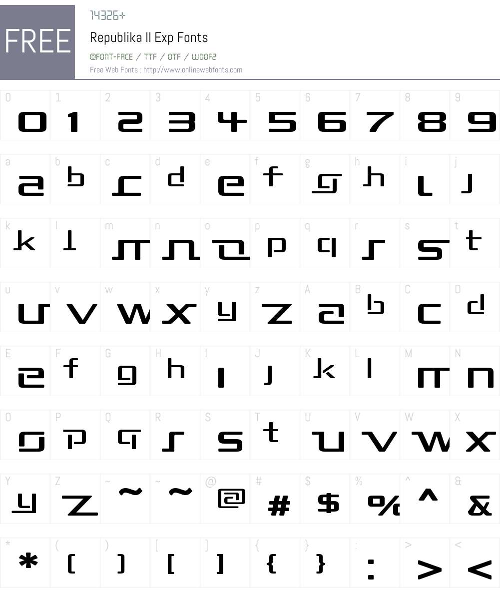 Republika II Exp Font Screenshots