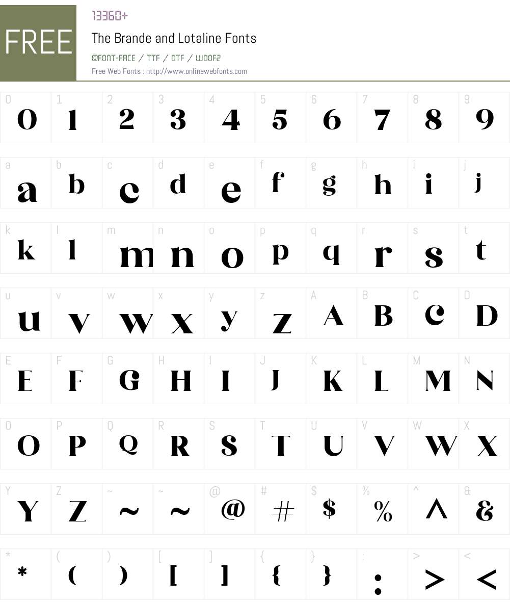 The Brande and Lotaline Font Screenshots