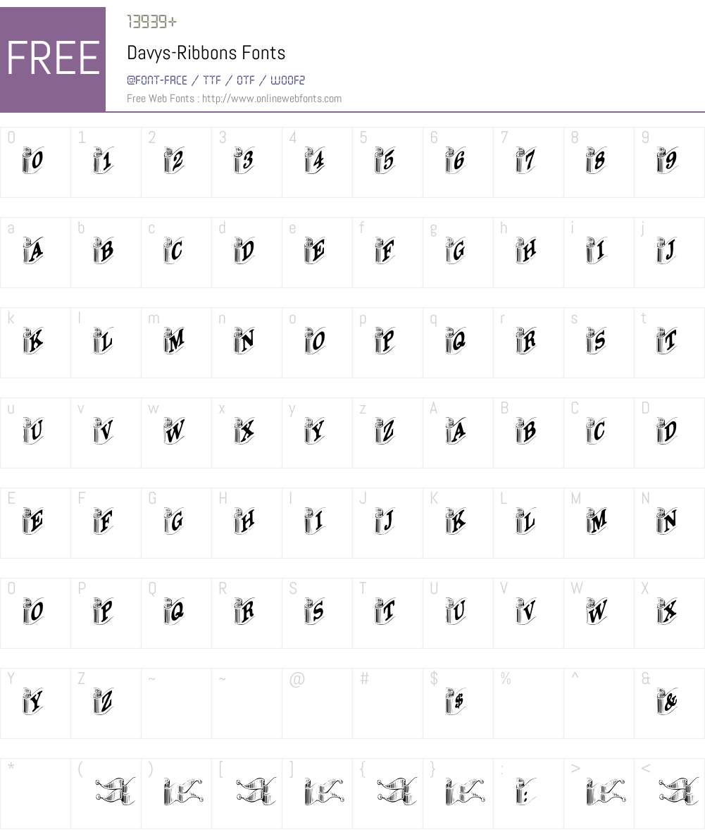 Davys-Ribbons Font Screenshots